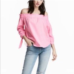 NWT! H&M pink gingham off the shoulder top